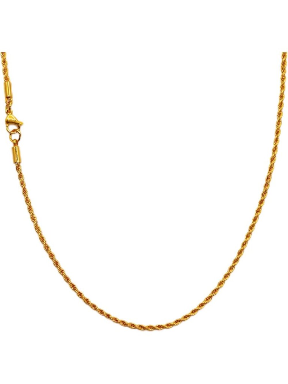 18K Gold Plated Twisted Rope Chain Necklace - Durable Stainless Steel Jewelry